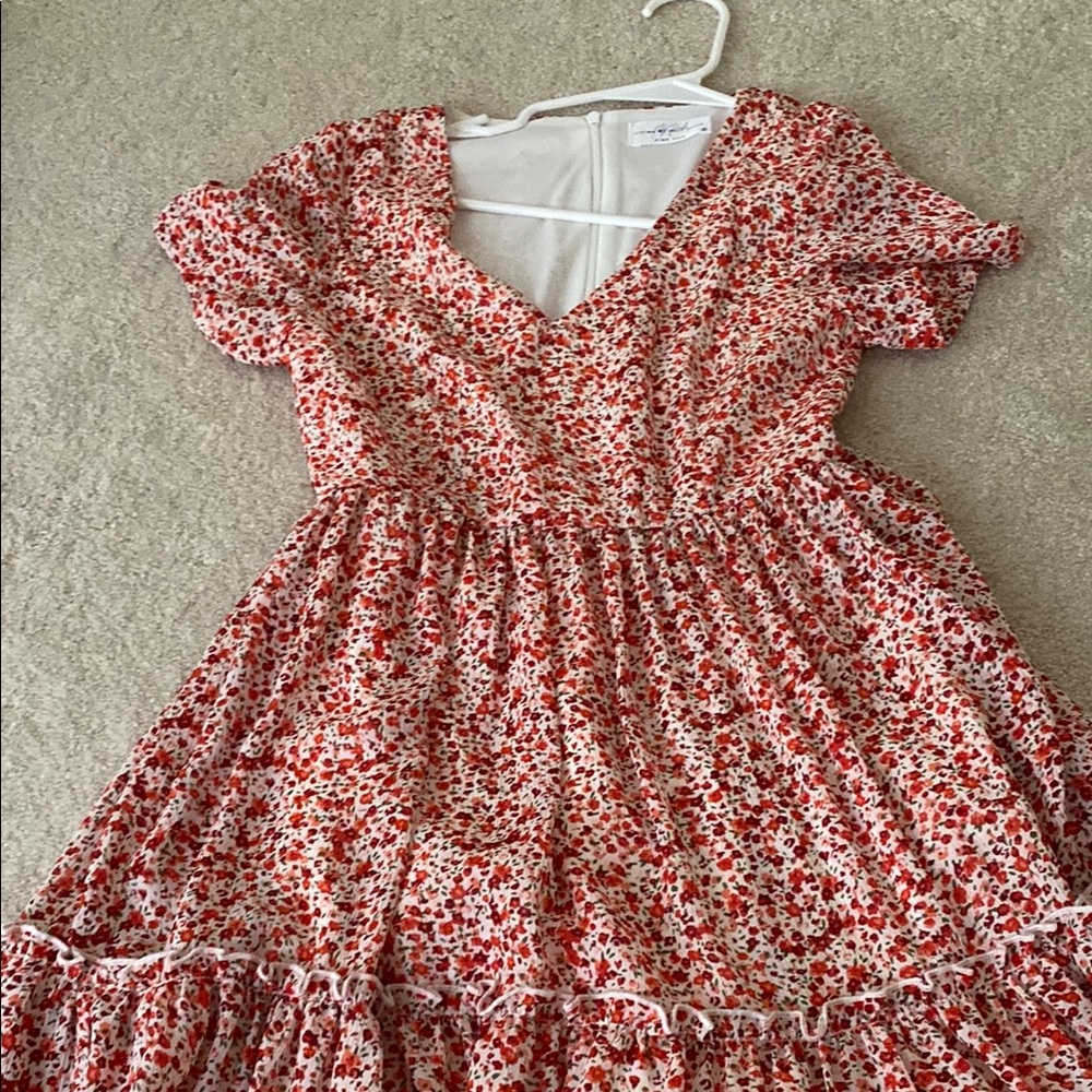 Floral Red Dress